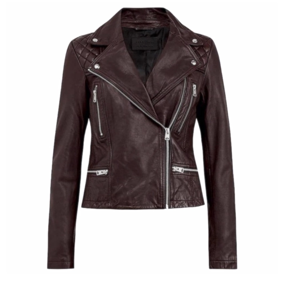 ALL SAINTS Cargo Leather Regular fit Quilted Biker Jacket